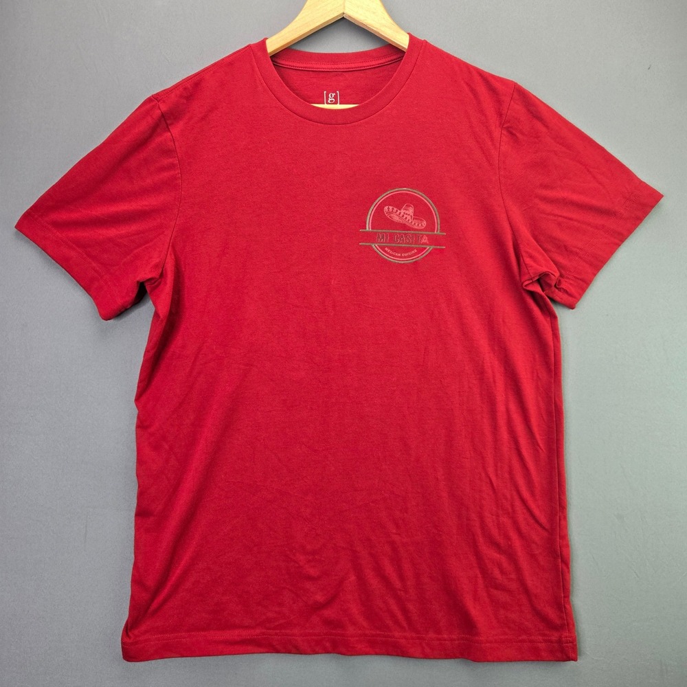 George T-Shirt Mi Casita Mexican Cuisine Graphic Size L Red Short Sleeve Tee